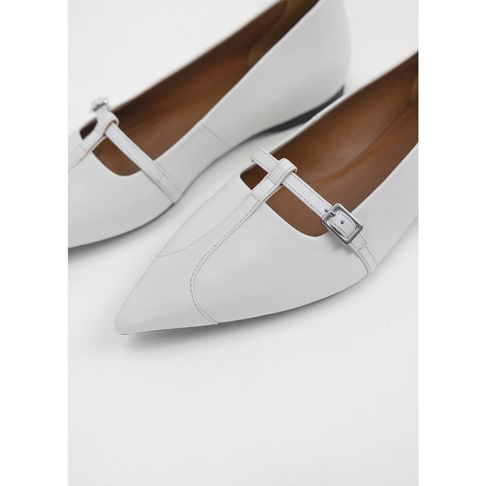 New Vagabond Shoemakers Hermine Pointed Toe T-Strap Flats in White Leather 38/8 - Picture 4 of 9